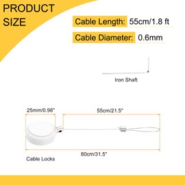 QUARKZMAN 1.8 ft Cable Lock with Retractable Cable and Latch, Remote Control Security Lock with Adjustable Cable Holder, Anti-Theft Protection for Laptop, TV, 200 g, White