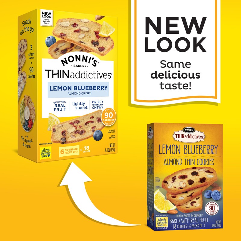 Nonni's THINaddictives Almond Thin Cookies - 3 Boxes Lemon Blueberry