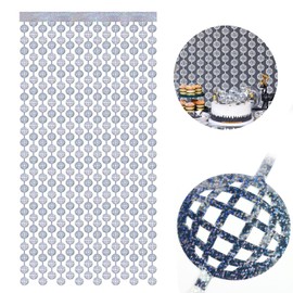 Bwetomk 2Pcs Disco Party Decorations, Disco Ball Photo Booth Props,3.3x6.6 ft Silver Foil Fringe Curtains Photo Backdrop for Bachelorette, Wedding, Baby Shower, Anniversary, Party Decoration (Silver)