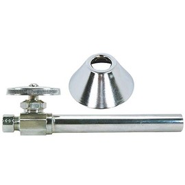 BrassCraft CS41BX C 1/2" Nom Sweat Inlet x 3/8" O.D Comp Outlet Multi-Turn Straight Valve with 5" Extension Tube and Bell Flange