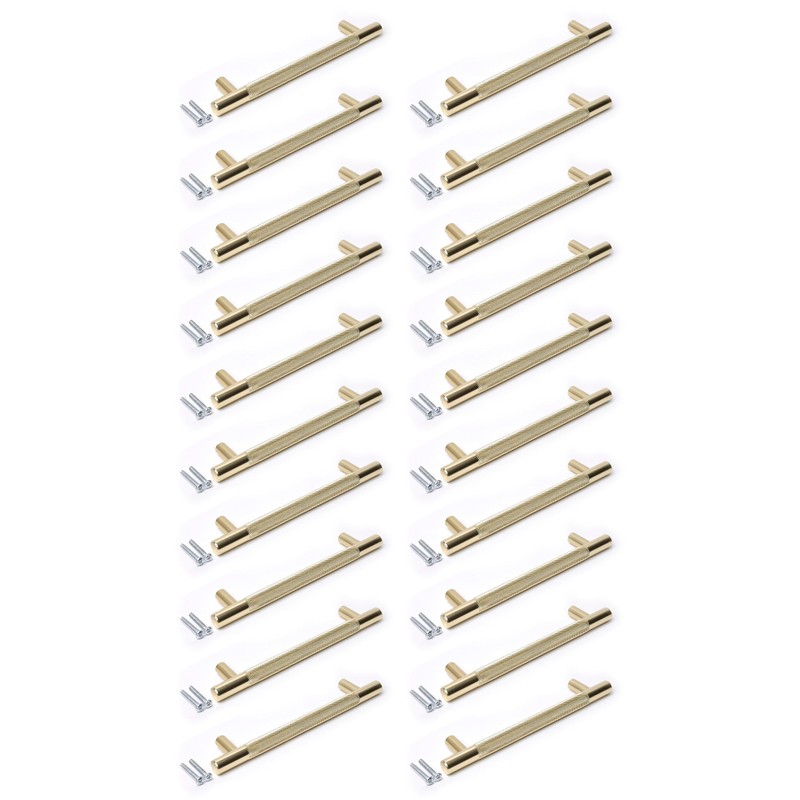 BSM Marketing Knurled T Bar Gold Modern Kitchen Cupboard Cabinet