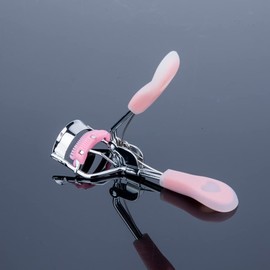 Rizadores de pestañas de acero inoxidable con peine integrado, rizadores de pestañas de belleza con 5 almohadillas de repuesto de silicona (rosa-1)