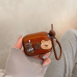 Hidysfas Compatible with AirPods Pro 2 Case 2022 Soft TPU Cute Bear with Keychain Cover for Girls Women Airpods Pro 2nd Generation-Brown