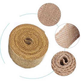 1PCS Burlap Ribbon Roll Wired Wrapping Ribbon Rustic Plaid Nature Craft Ribbon for Gift Wrapping Thanksgiving Christmas Wedding Autumn Harvest Wreath Decor