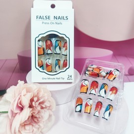 Black French Tips Press on Nails 24Pcs Curve Line Medium Square False Nails Glossy Red Glitter Stick on Nails Colorful Fire Acrylic Fake Nails Sparkly Streamer Gel Glue on Nail for Coquette Women Girl