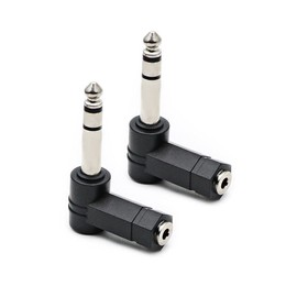 rgzhihuifz 3.5mm 1/8" Stereo Female to 6.35mm 1/4" Male 90° Angle Audio Adapter 2-Pack