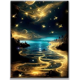 Yiminu.DS Diamond Painting Adults, Diamond Painting Pictures Flowers 30 x 40 cm 5D Diamond Painting Craft Set Craft Wall Decoration Stars River Starry Sky