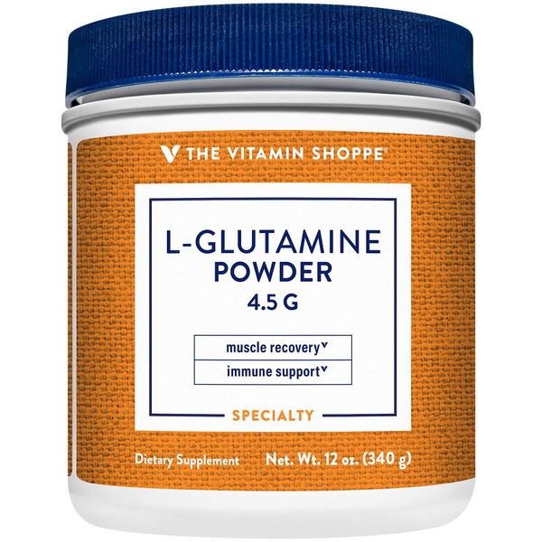 The Vitamin Shoppe L-Glutamine Powder 4.5G, A Free Form Amino Acid, Supports Muscle Recovery & Immune Health (12 Ounces Powder)