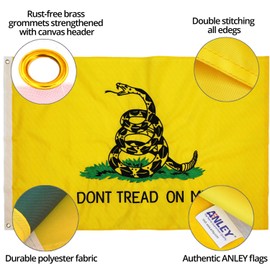 Anley Fly Breeze 3x5 Foot Don't Tread On Me Gadsden Flag - Vivid Color and Fade Proof - Canvas Header and Double Stitched - Tea Party Flags Polyester with Brass Grommets 3 X 5 Ft