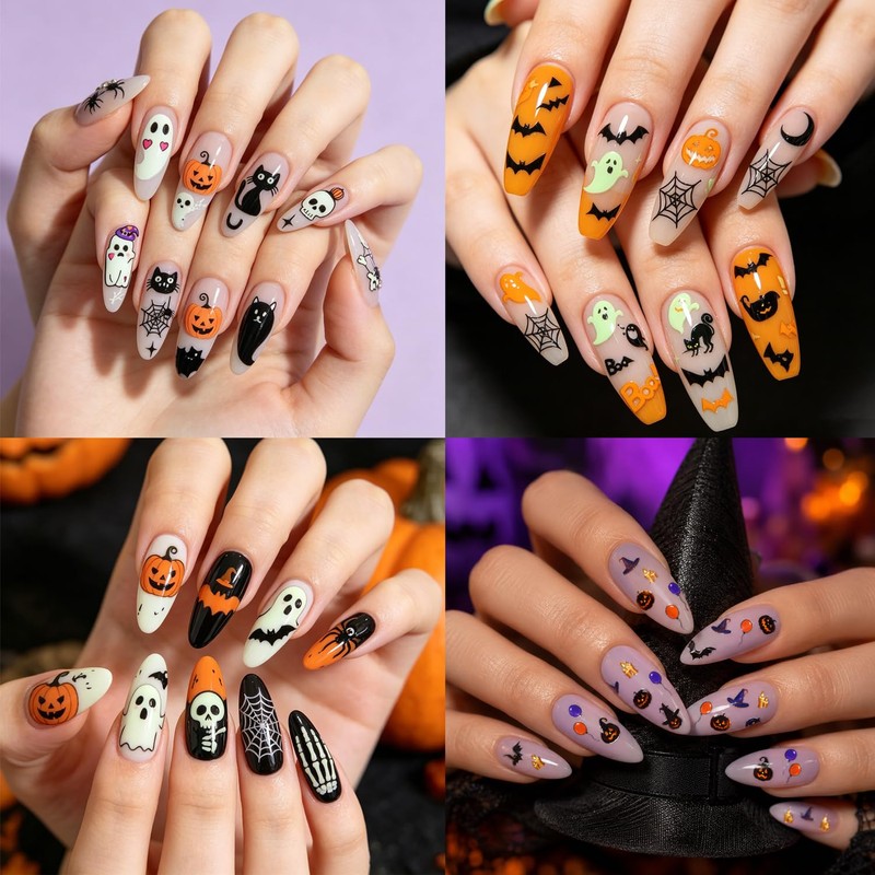 Halloween Nail Art Stickers 3D Self-Adhesive Halloween Nail Decorations