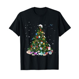 Doctor MD Nurse Tree Xmas Tees Medical Student NHS Christmas T-Shirt, black