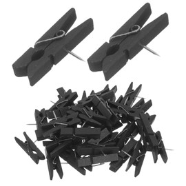 COHEALI 50Pcs Push Pins with Wooden Clips - Wood Clothespins and Thumbtacks for Cork Board, Notice Board, and Craft Projects - Ideal for Displaying Photos and Notes