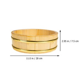 UPKOCH Wooden Sushi Rice Bowl Rice Mixing Tub Hangiri Sushi Oke Wood Sushi Barrel Japanese Sushi Rice Storage Bucket for Home Restaurant, 28cm