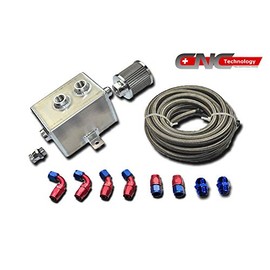 2L SILVER ALUMINIUM OIL CATCH CAN TANK KIT AN10 STAINLESS STEEL HOSE