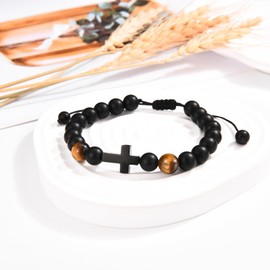 EFVISD EFVISD First Communion Gifts for Boys Catholic, 1st Holy Communion Cross Christian Beaded Rosary Bracelet Gifts for Teen Boys Son Grandson Nephew Brother Godson