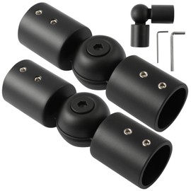 Anndason Heavy Duty Hinged Elbow Connector Curtain Rod Corner Connector Elbow Connector for 1 Inch Bay Window Curtain Rods, Black Color, (Set of 2)