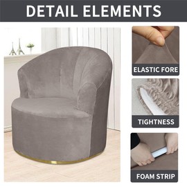 VIENLOVE Velvet Single Sofa Cover Swivel Barrel Chair Cover Modern Accent Chair Slipcovers Barrel Armchairs Sofa Cover Protector for Home Decor Living Room