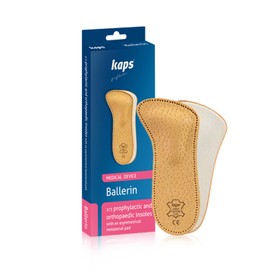 Orthotic 3/4 leather insoles with metatarsal arch support prevent forefoot pain, Kaps Ballerin, 39 EUR / 6 UK/Women