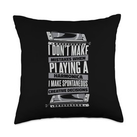 Chromatic Harmonica Accessories Set Beginner Gifts I Don't Make Mistakes When Playing Harmonicist Harmonica Throw Pillow, 18x18, Multicolor