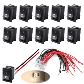 Mini Rocker Switch T85 with One-Way Valve, KCD1-101 Switch, 2-Pin SPST ON/OFF, Maximum Load 10A/125V and 6A/250V, Cable Sets, for Cars, Boats and Electrical Devices, Pack of 10