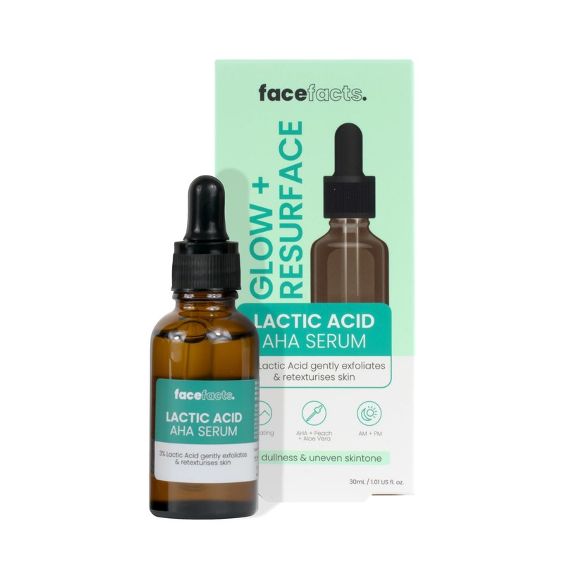 2x 30ml Face Facts Lactic Acid AHA Serum | Glowing
