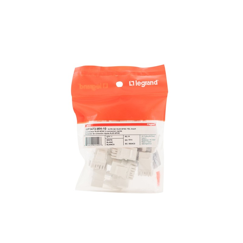 Legrand - OnQ Telephone Keystone Jack RJ25, 6P6C Insert, QuickConnect