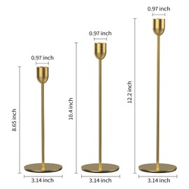 ChefBee 6PCS Gold Tall Candle Candlestick Holder, Taper Pillar Candle Sticks Stand Holders Decor, Centerpiece Dining Table Wedding Festive Fireplace Mantle Vintage Room Decor, Housewarming Gift