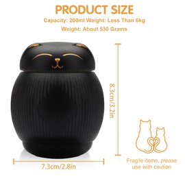 DiDiBirDi Ceramic Urn for Cat, Animal Urn, Pet Cremation Box, Cat Urn for Ashes, Black Cat Urns for Ashes (Black)