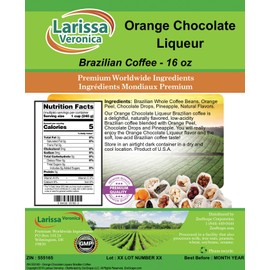 Orange Chocolate Liqueur Brazilian Coffee (Gourmet, Naturally Flavored, Whole Coffee Beans) (16 oz, ZIN: 555165)