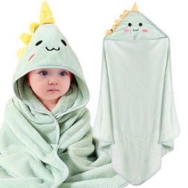 Auirshiky Toddler Bath Towels, 80 x 80 cm Hooded Towel Baby, Cuddly Towel with Hood, Cute Baby Hooded Towel, Soft & Super Absorbent, Soft, Unisex Baby Gifts for Newborns (Green)
