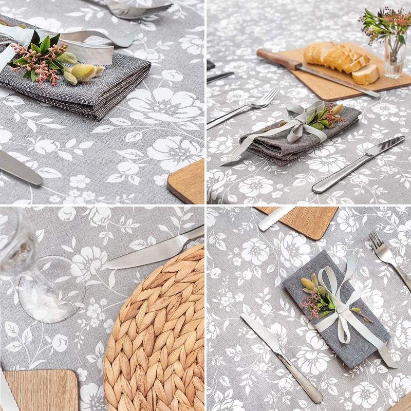 Dehaus® Wipe Clean Table Cloth - M Grey Floral Bloom