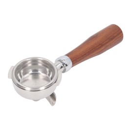 58mm Double Spouts Portafilter for Nuova Coffee Machines Stainless Steel Filter Basket Solid Wood Handle E Style Round Ring Redwood