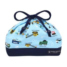 Colorful Candy Style Drawstring Medium Lunch Bag with Gusset (Name Tag Attached) Full Throttle Working Car (Light Blue) 3-Piece Set for Boys Cool Kids Medium Lunch Bag with Gusset Lunch Drawstring