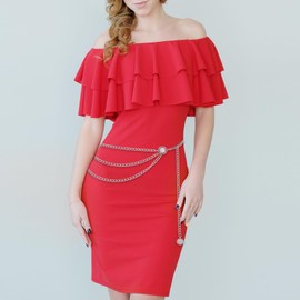 JIEYAO Multilayer Metal Chain Belts, Womens Metal Belts for Dresses Adjustable Body Belly Chain Long Waist Belt for Jeans(Silver,105cm/41.3in)