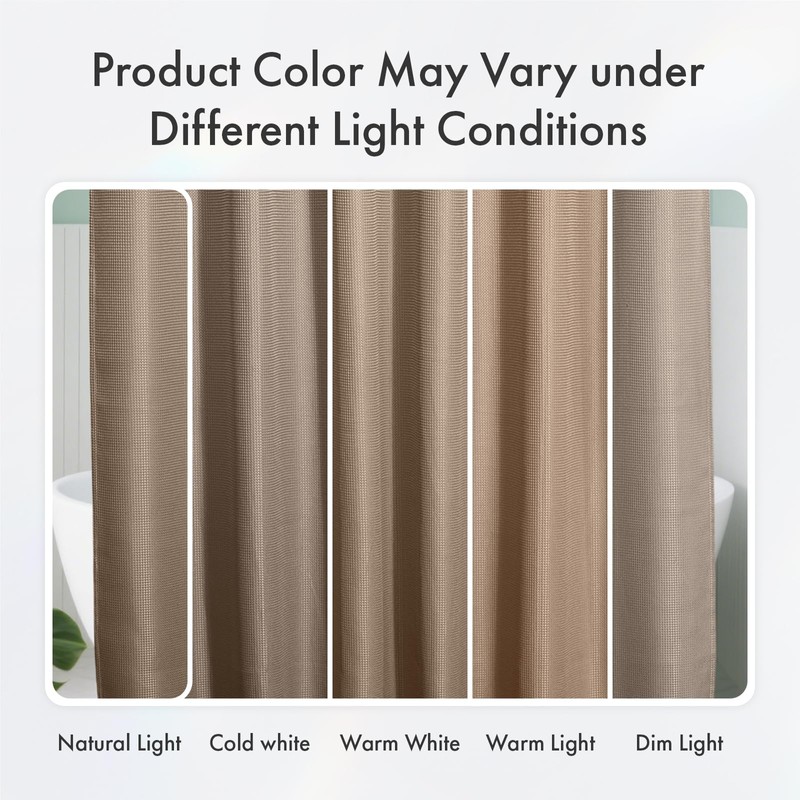 AmazerBath Taupe Shower Curtain Waffle Textured, Fabric Shower Curtain Tan