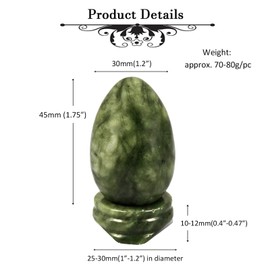 Nupuyai Crystal Egg with Stand for Home Decoration,Carved Polished Stone for Reiki Chakra Healing Green Jade