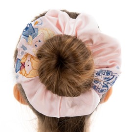 INT&TDR FANTASY Burgundy Scrunched Fabric Decoration with Floral Pattern, Silk Hair Ties, Ladies Silk Scrunchies Fruit Embroidery Design Women Girls Gifts