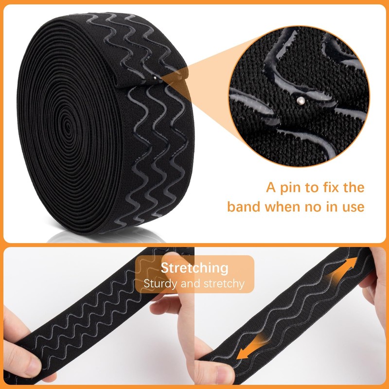 Silicone Gripper Elastic Band Non-Slip Elastic Band 5 Yards 1.5