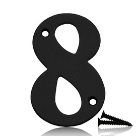 Bwintech 1 Pcs 75mm Matt Black SS304 House Numbers Door number 8, House Signs for outside, House Numbers Plaques for Front Wooden Door