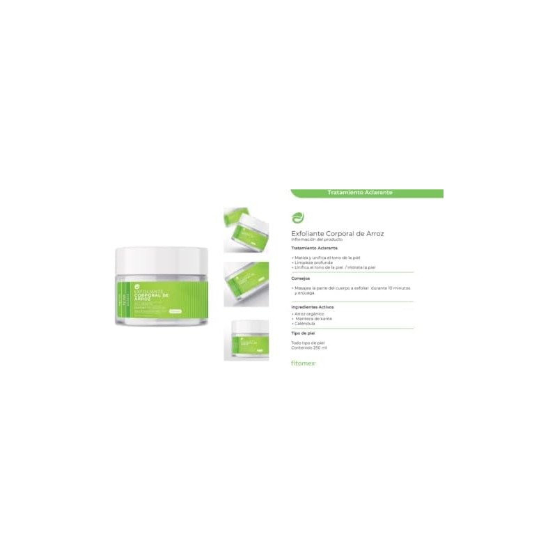 Exfoliante Corporal de Arroz, Aclarante Natural, 200 ml