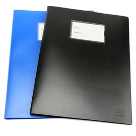 H&S Display Book Folder - A4 100 Pockets Presentation Project Folders - Soft Cover Blue Black - Pocket Display Book - A4 Pocket Folder - A4 Display Book 100 Pockets Folders with Plastic Sleeves