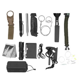 Multifunctional Outdoor Camping Survival Compass Whistle Kit Set Supplies with Flintstone