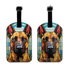 Belgian Malinois Luggage Tags for Suitcases,Travel Leather Luggage/Bag Name Tag Gift for Women,Men,Kids,Dog Lover, Cute Suitcase Tags Luggage Identifiers,Funny Baggage Tags for Travel