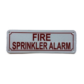 Fire Sprinkler alarm sign (white,Reflective, Aluminium-Rust Free, Size 2x6 inch)