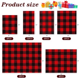 Shappy 36 Pcs Christmas Buffalo Plaid Drawstring Gift Bags - Red and Black Candy Snack Present Bags With Ribbons - Xmas Wrapping Goody Treat Party Favor Supplies