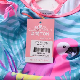 DXTON Traje de baño de verano para niñas, traje de baño de una pieza, tankini con volantes, traje de baño de dibujos animados, 012blue, 3 Años/4 Años