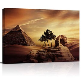 Canvas Print Wall Art - Ancient Egypt Secrets Pyramid Sphinx - Wall Decor Modern Artwork Paintings Pictures for Living Room Stretched and Framed Ready to Hang - 12" x 16"