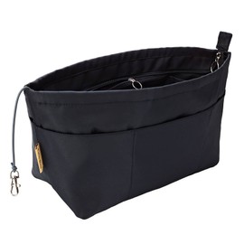 Time Wing Purse Organizer Insert Tote Handbag Organizer Pocketbook Divider Bag in Bag Shaper Liner Multi Pockets Compartments Zippers Key Chain Medium Black