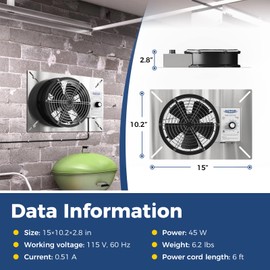 ALORAIR Stainless Steel Crawl Space Ventilation Fan with Humidistat Dehumidistat, IP55 Rated Crawlspace Vent Fan for Foundation Basements Garage Attic-540 CFM,900 Sq.Ft.