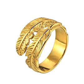 LAFATINA Punk Feather Band Rings for Men Women Wedding Anniversary Birthday Christmas Ring